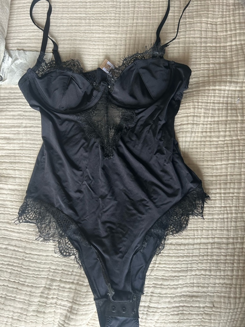 Cosmopolitan Black Satin Bodysuit with Adjustable Straps